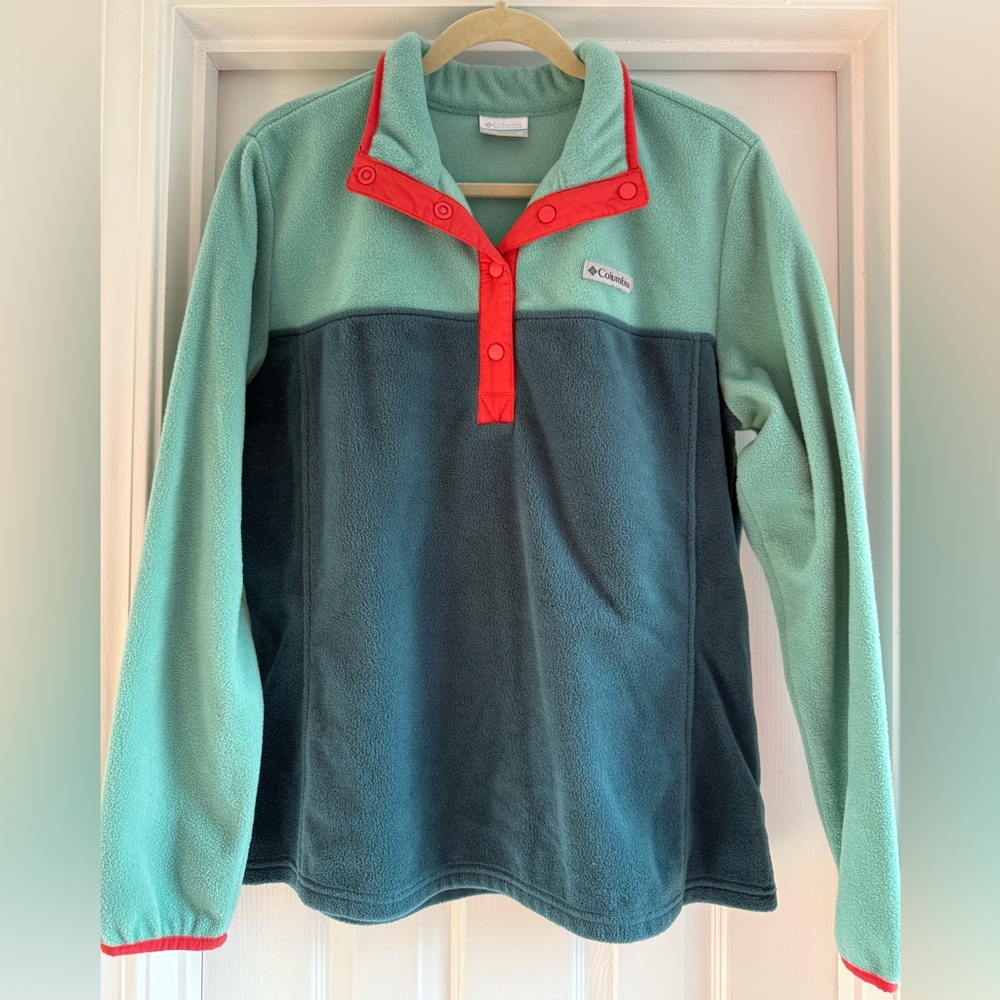 Columbia Green and Red Fleece Jacket